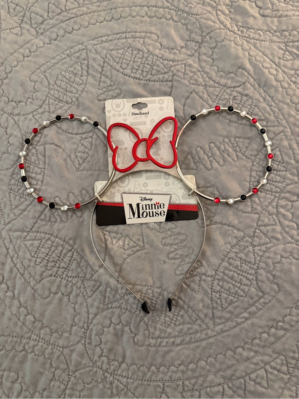 Disney Minnie Mouse Red and Black Beaded Headband Ears